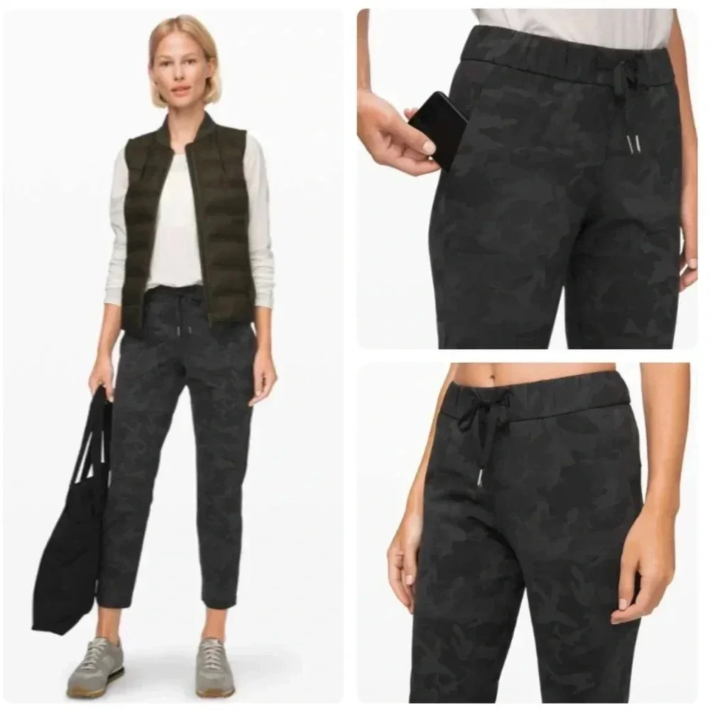 Lululemon On the Fly 7/8 Pant in Incognito Camo Multi Grey Size 8